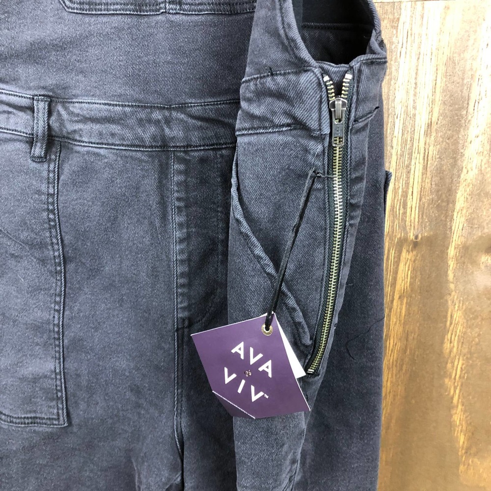 Ava & Viv Black Overalls Adjustable Straps Side Zip Stretch Size 18W NEW - Picture 6 of 15